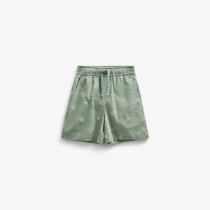 Printede shorts i hørmix - Kids - Dusty Green | 101169 William
