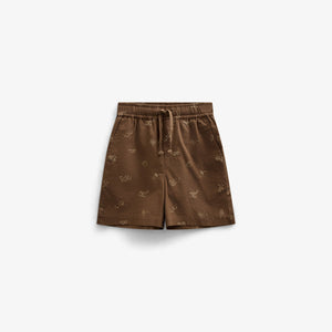 Printede shorts i hørmix - Kids - Dark Brown | 101171 William