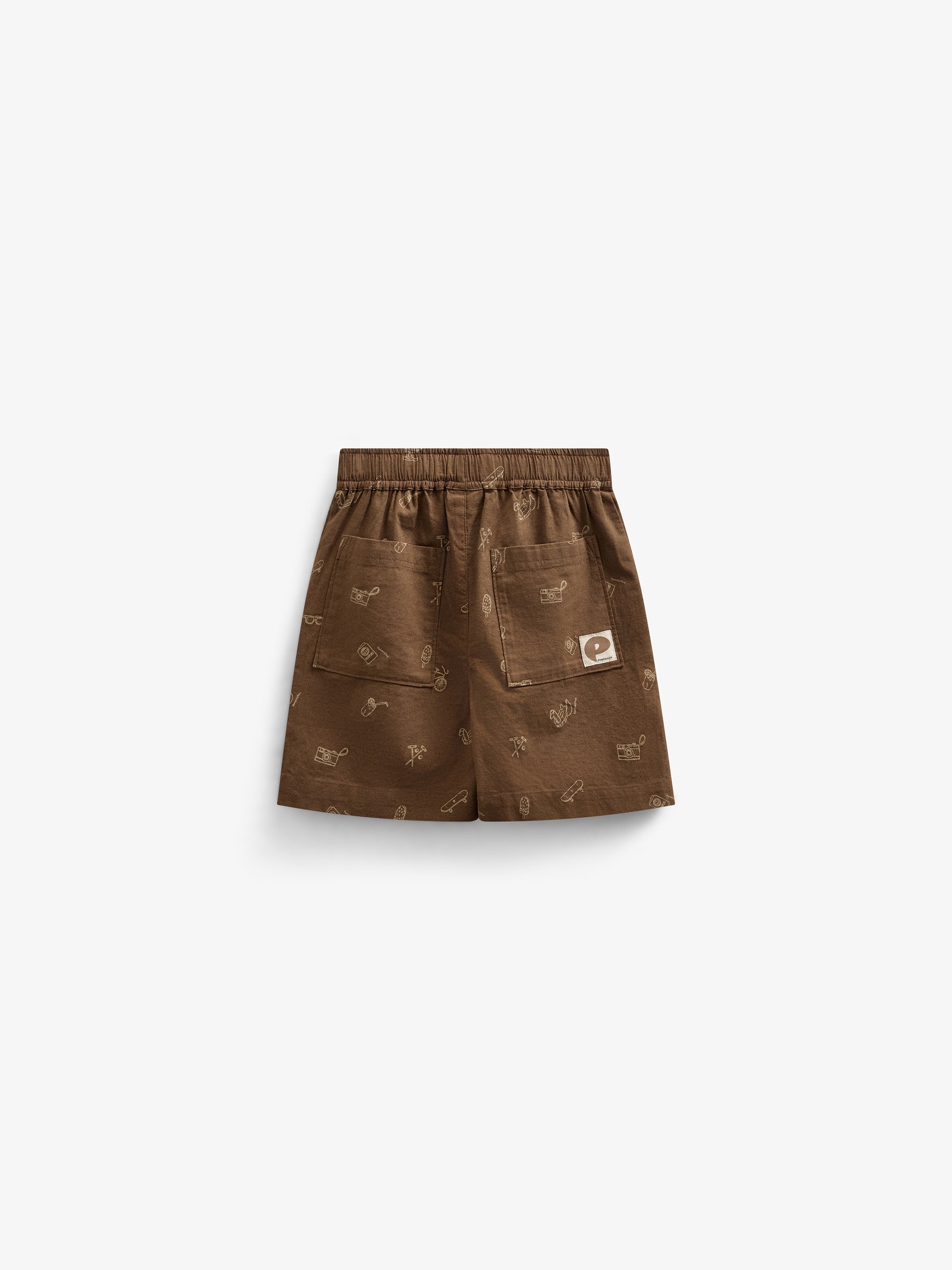 Printede shorts i hørmix - Kids - Dark Brown | 101171 William