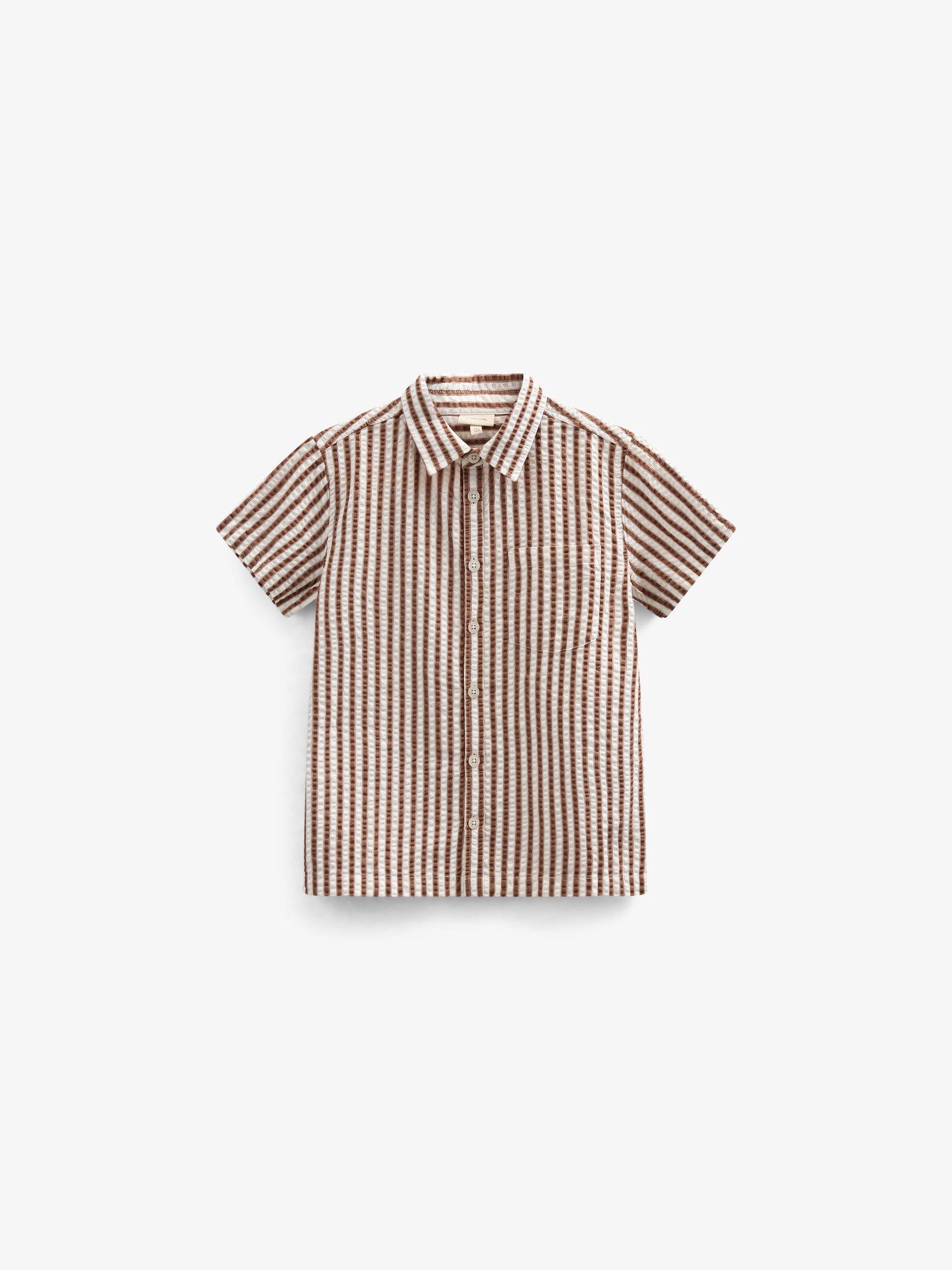 Stribet seersucker skjorte - Kids - Brown | 101185 Frank