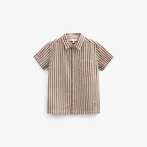 Stribet seersucker skjorte - Tween - Brown | 101186 Frank