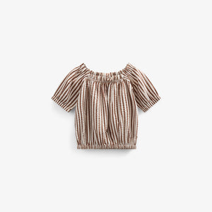 Stribet seersucker top - Kids - Brown | 101191 Nadia