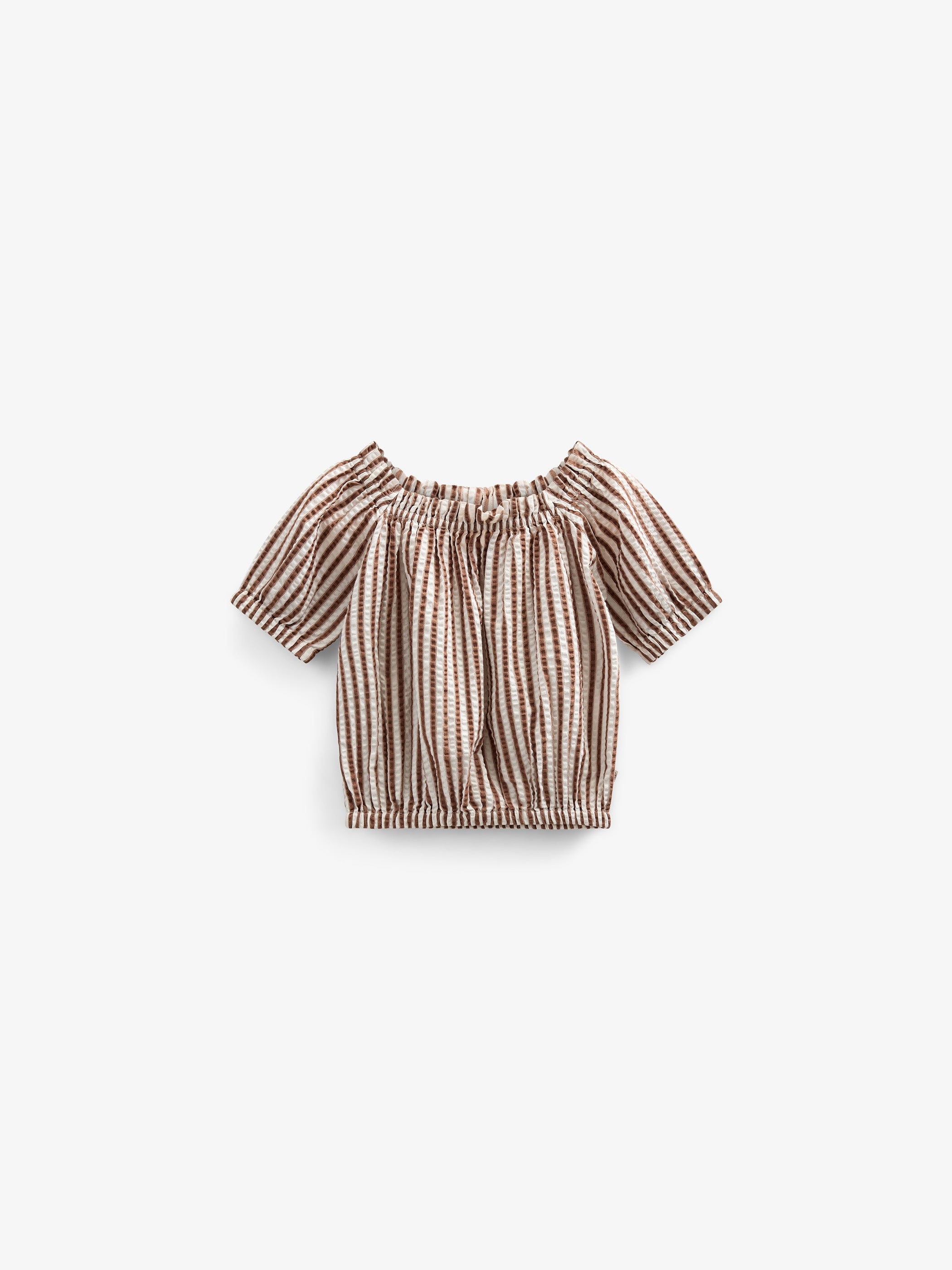 Stribet seersucker top - Tween - Brown | 101192 Nadia