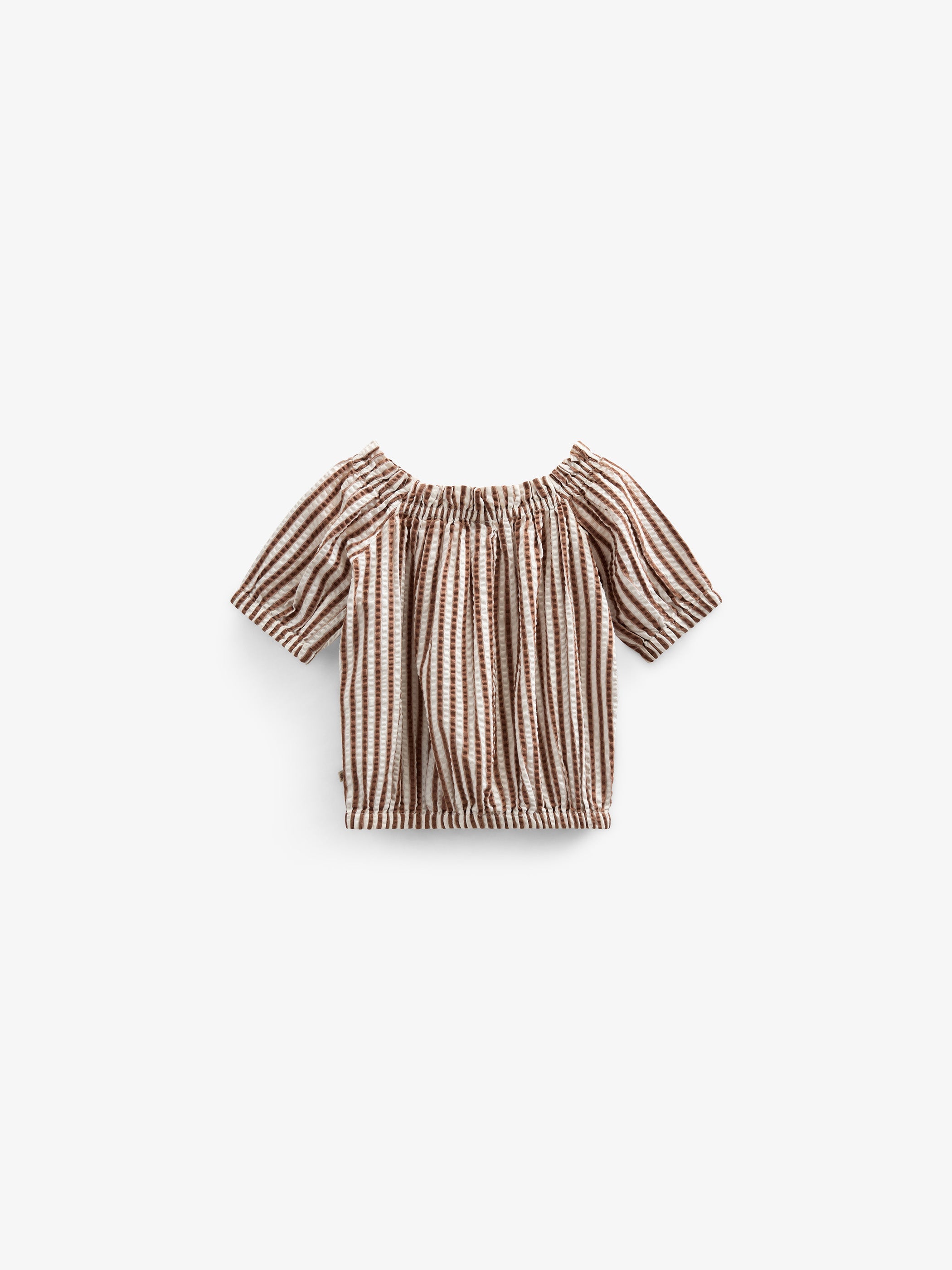 Stribet seersucker top - Tween - Brown | 101192 Nadia