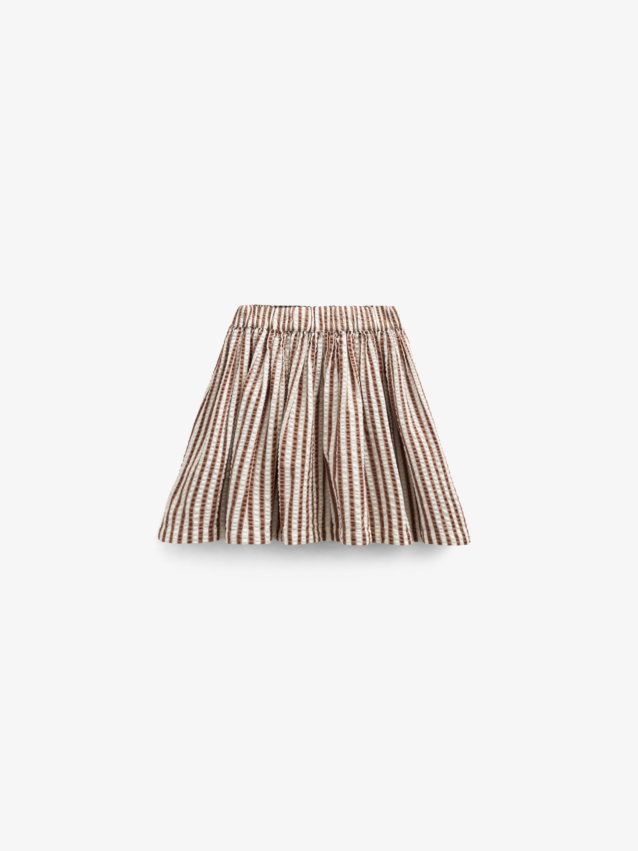 Stribet seersucker nederdel - Tween - Brown | 101194 Nadia