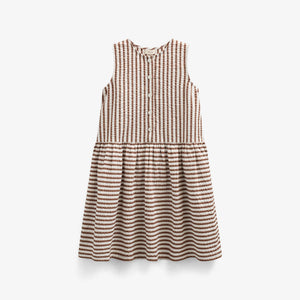 Stribet seersucker kjole - Kids - Brown | 101195 Nadia