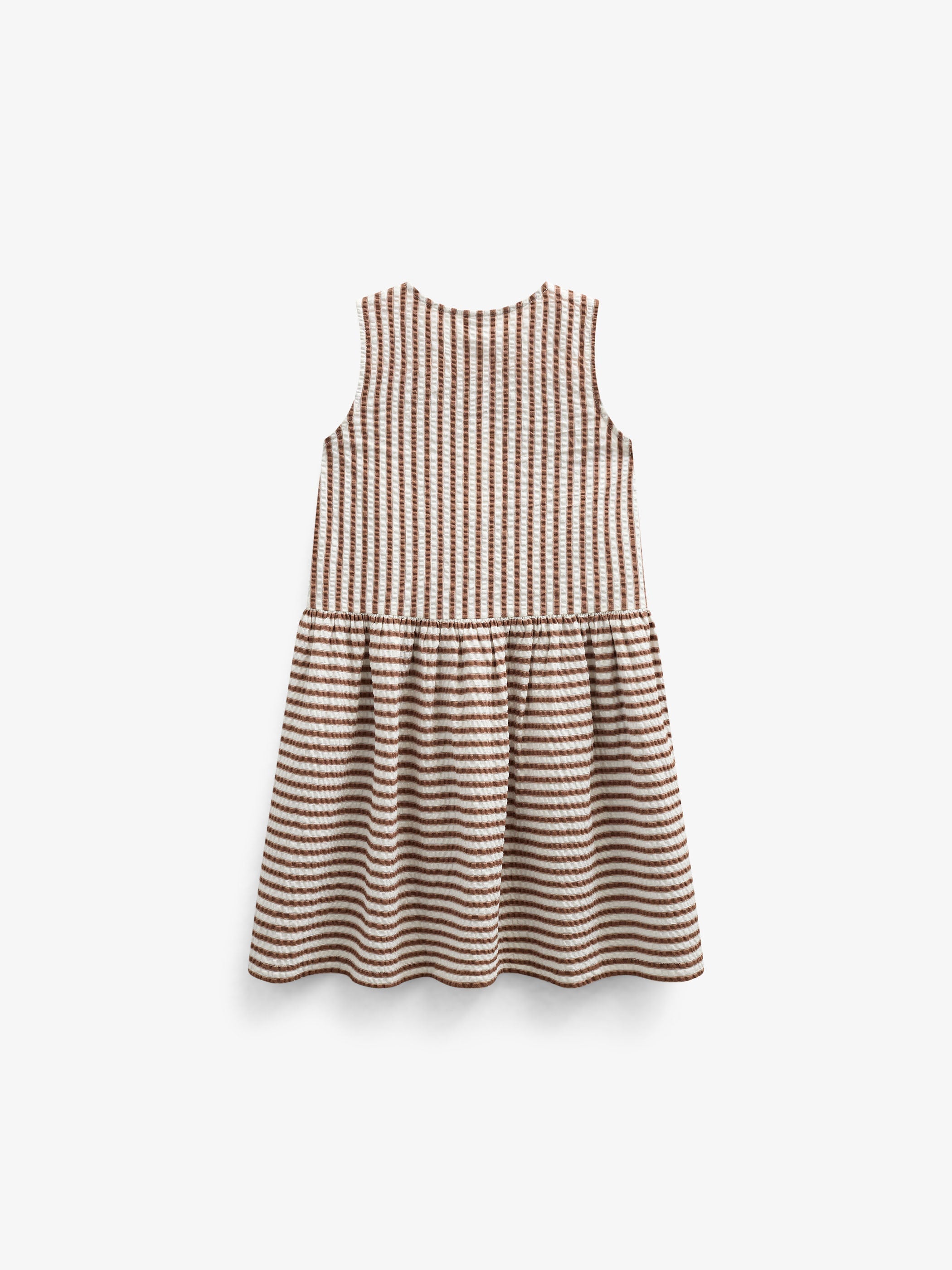 Stribet seersucker kjole - Kids - Brown | 101195 Nadia