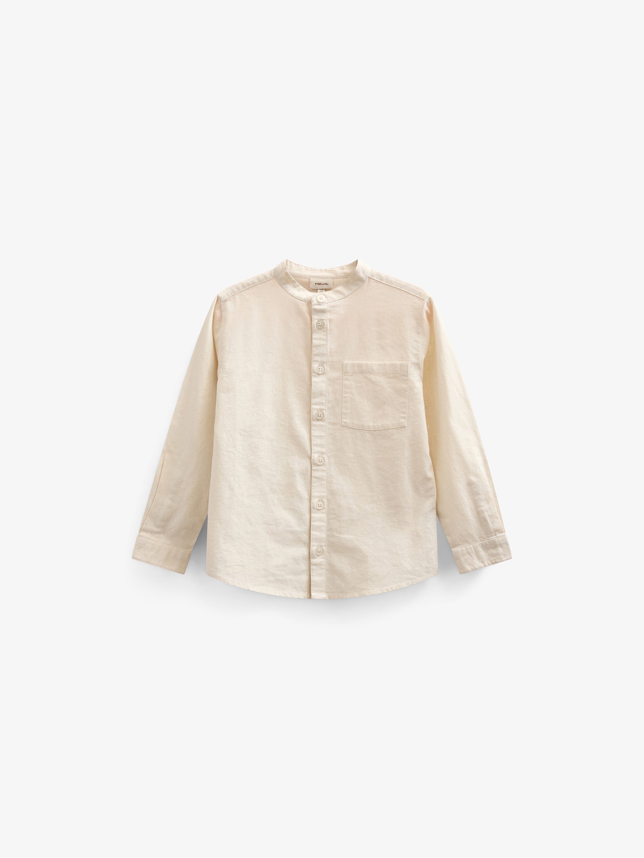 Skjorte i hørmix med kinakrave - Kids - Offwhite | 101201 Lucca