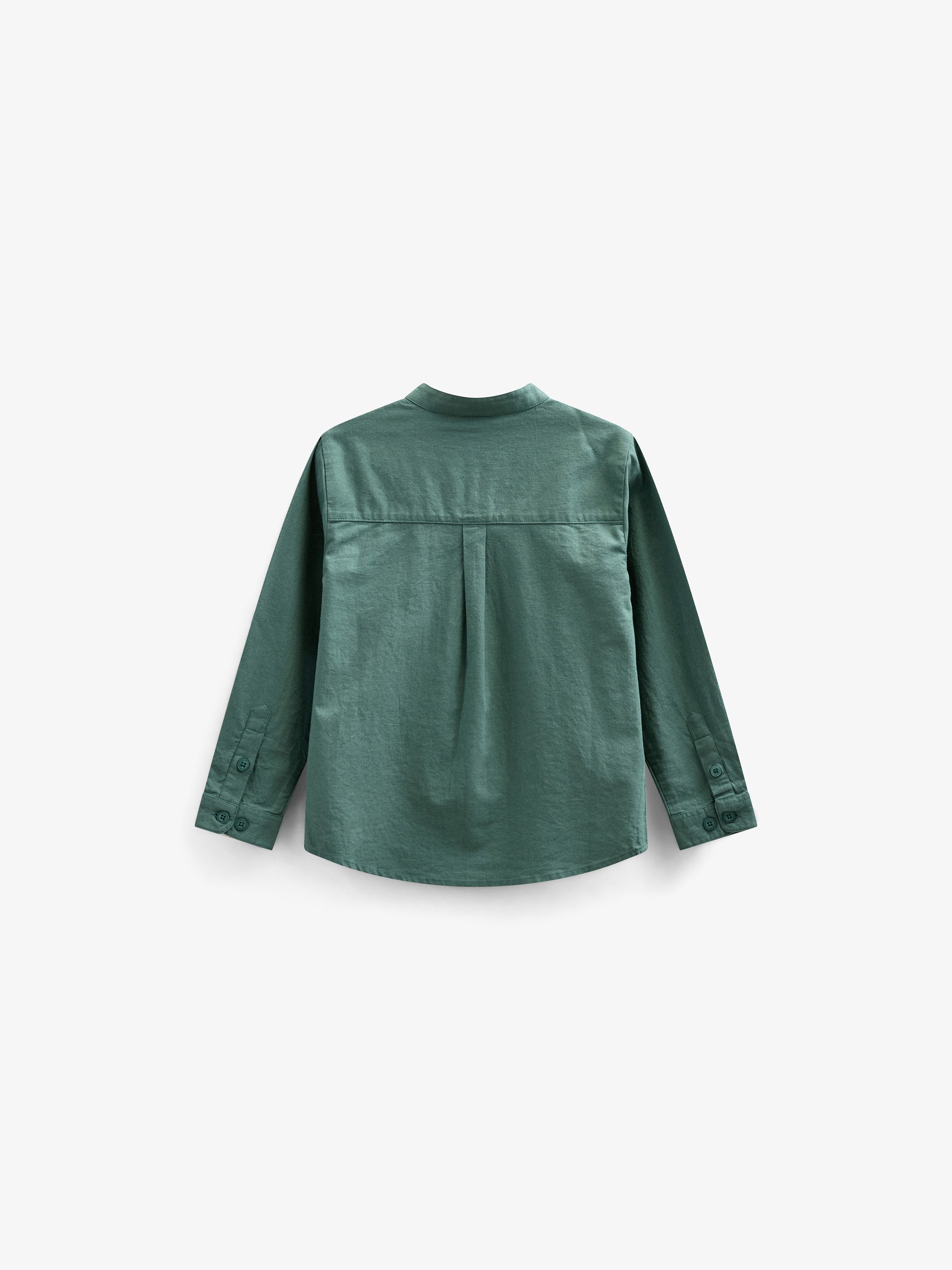 Skjorte i hørmix med kinakrave - Kids - Tropical Green | 101203 Lucca