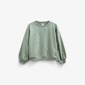 Broderet crewneck sweatshirt - Kids - Dusty Green | 101211 Kimber