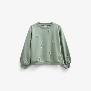 Broderet crewneck sweatshirt - Tween - Dusty Green | 101212 Kimber