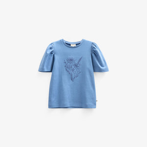 T-shirt med broderi - Kids - Dusty Blue | 101237 Amanda