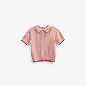 Rosafarvet strikket polo - Kids - Rose | 101241 Helena