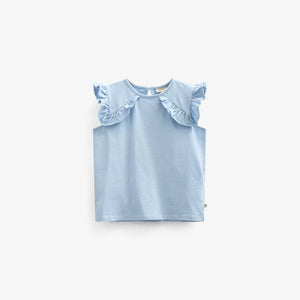 Jersey top med flæse - Kids - Powder Blue | 101267 Selma