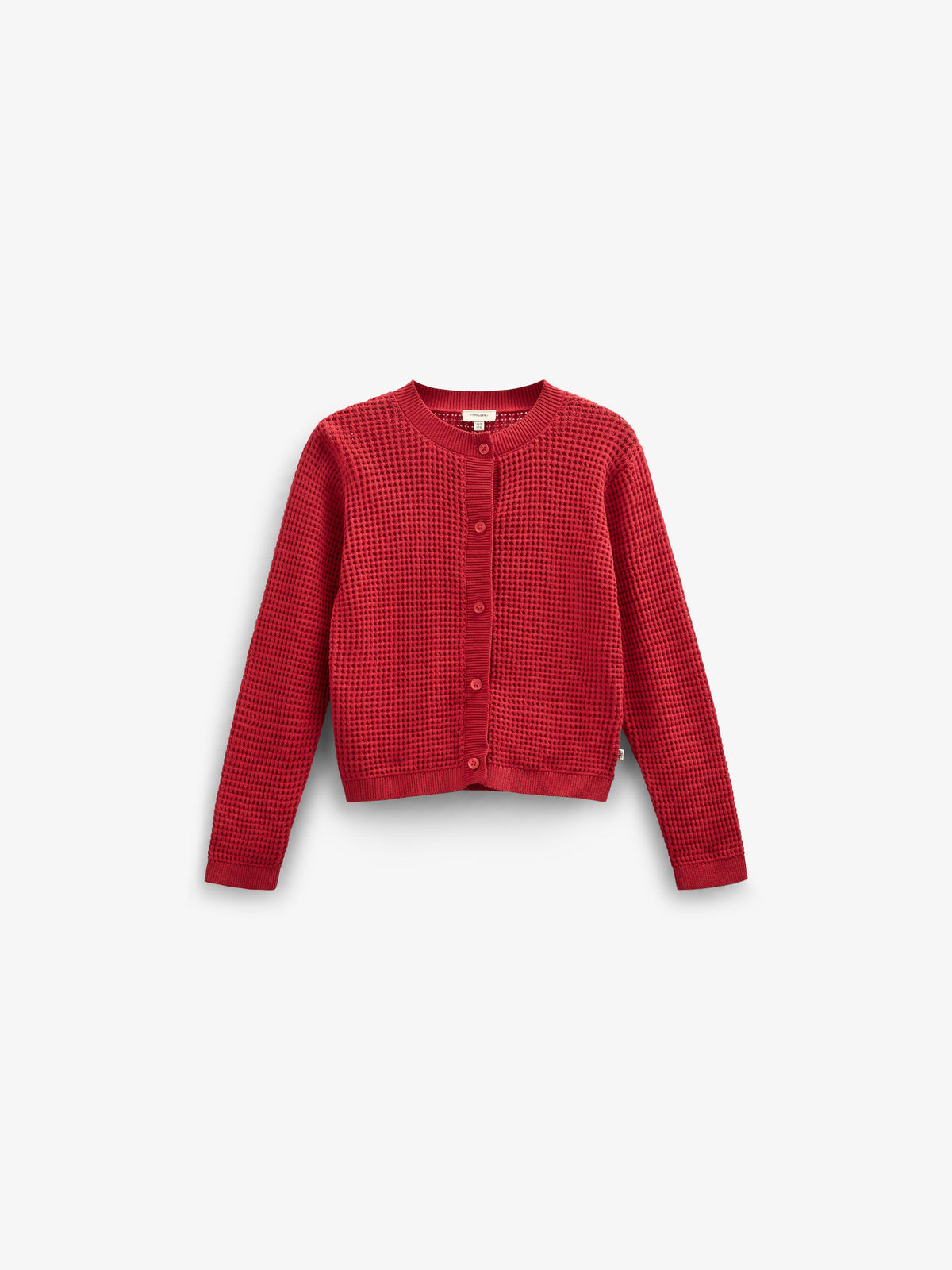 Strikket cardigan i bomuld - Kids - Cherry Red | 101269 Katie