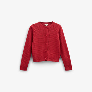 Strikket cardigan i bomuld - Tween - Cherry Red | 101270 Katie