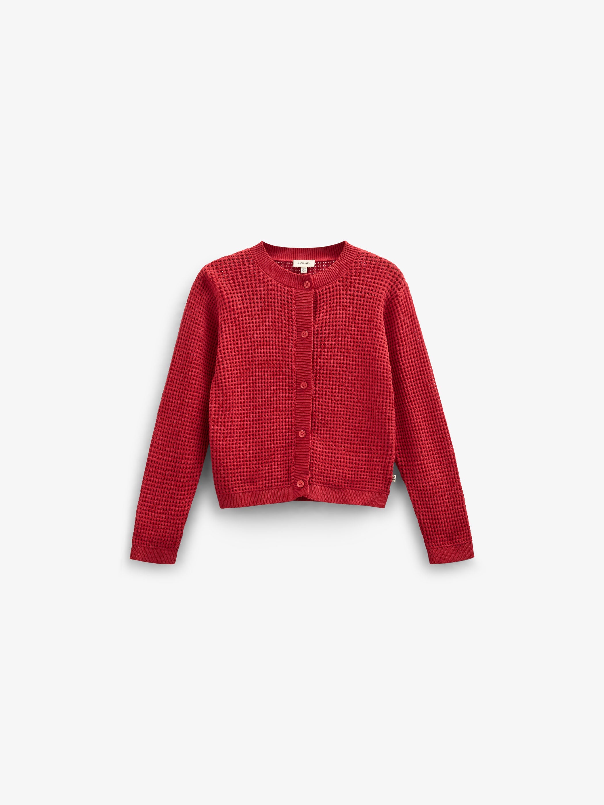Strikket cardigan i bomuld - Tween - Cherry Red | 101270 Katie
