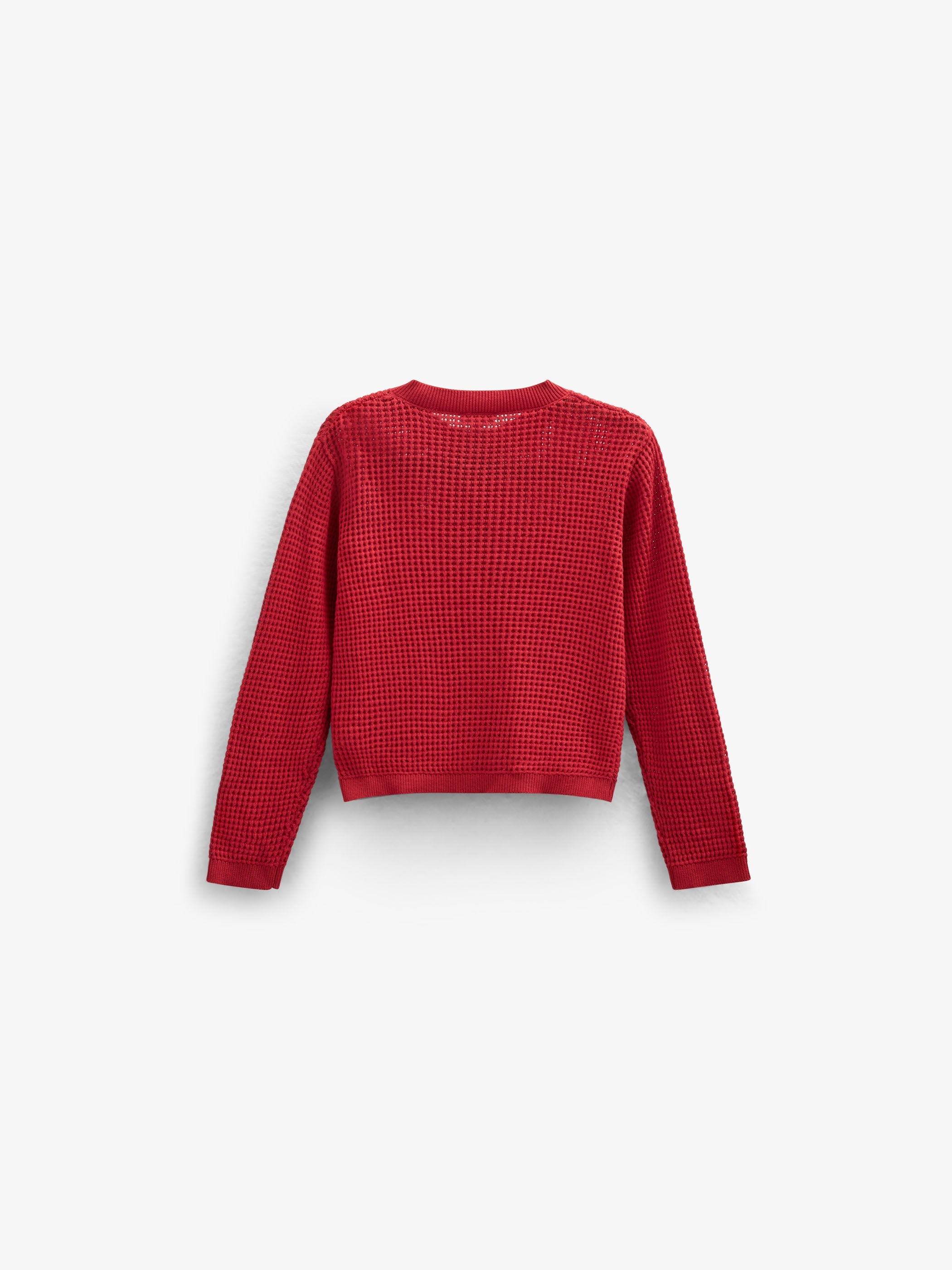 Strikket cardigan i bomuld - Tween - Cherry Red | 101270 Katie
