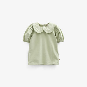 Jerseybluse med krave - Tween - Powder Green | 101280 Nini