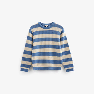 Stribet strik - Kids - Dusty Blue/Offwhite | 101283 Brady