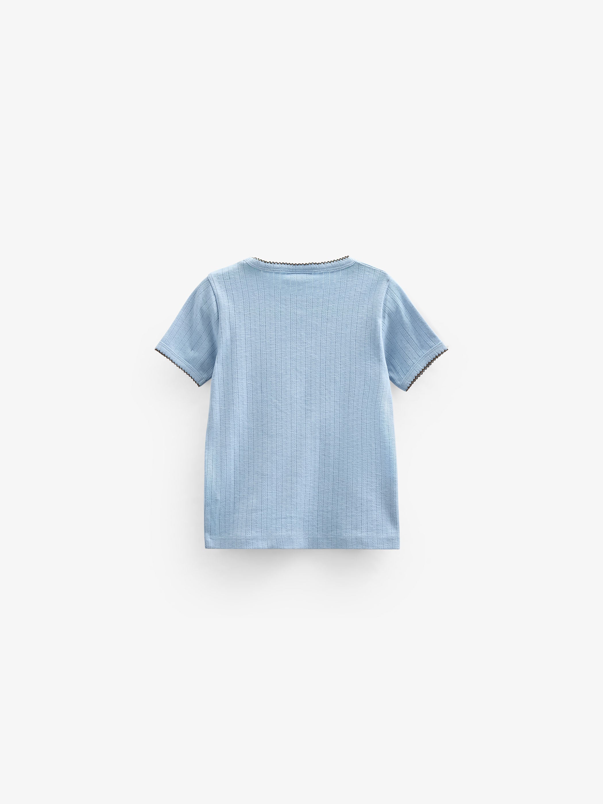 Pointelle T-shirt med kontrast picot - Kids - Powder Blue | 101285 Drew