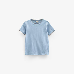 Pointelle T-shirt med kontrast picot - Tween - Powder Blue | 101286 Drew