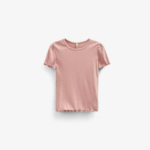 T-shirt i modalrib - Tween - Rose Tan | 101299 Lottie