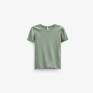 T-shirt i modalrib - Tween - Dusty Green | 101303 Lottie