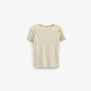 T-shirt i modalrib - Tween - Offwhite | 101305 Lottie
