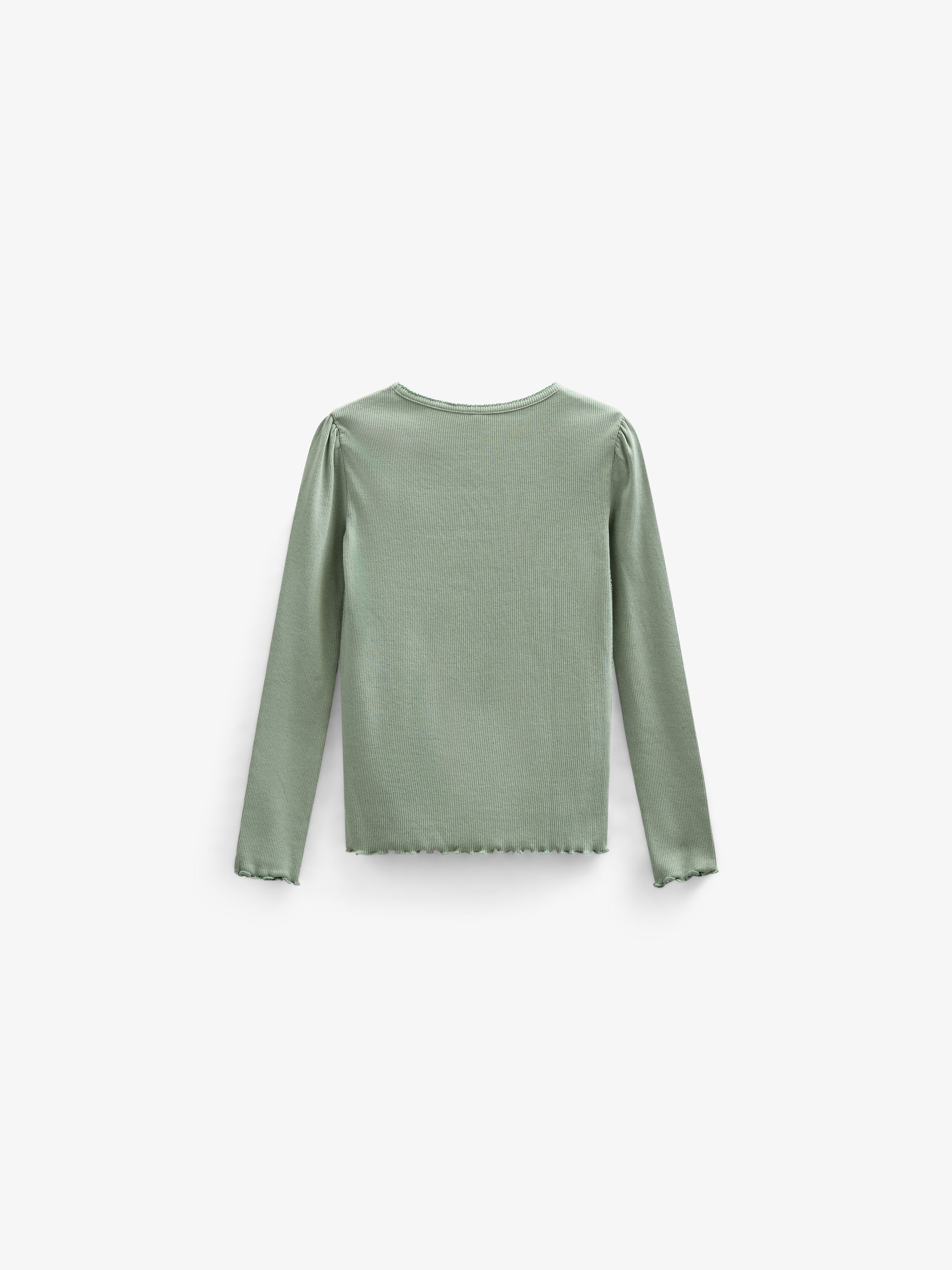 Langærmet T-shirt i modalrib - Kids - Dusty Green | 101310 Lottie