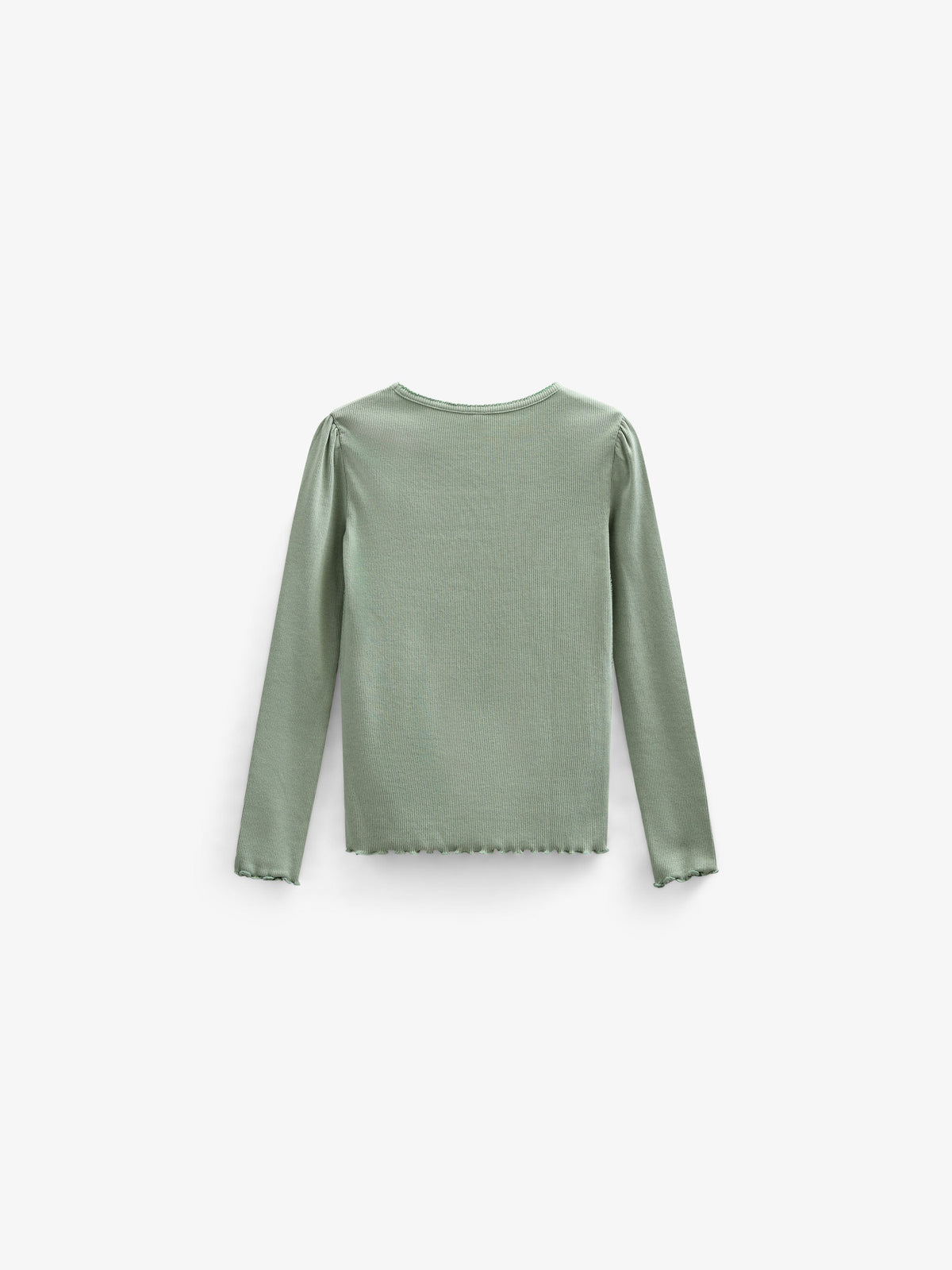 Langærmet T-shirt i modalrib - Kids - Dusty Green | 101310 Lottie