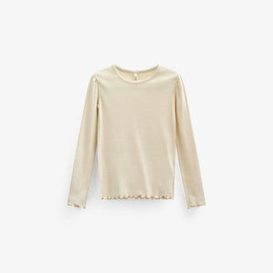 Langærmet T-shirt i modalrib - Tween - Offwhite | 101313 Lottie