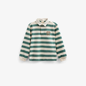 Stribet polo sweatshirt - Tween - Tropical Green/Offwhite | 101341 Marco