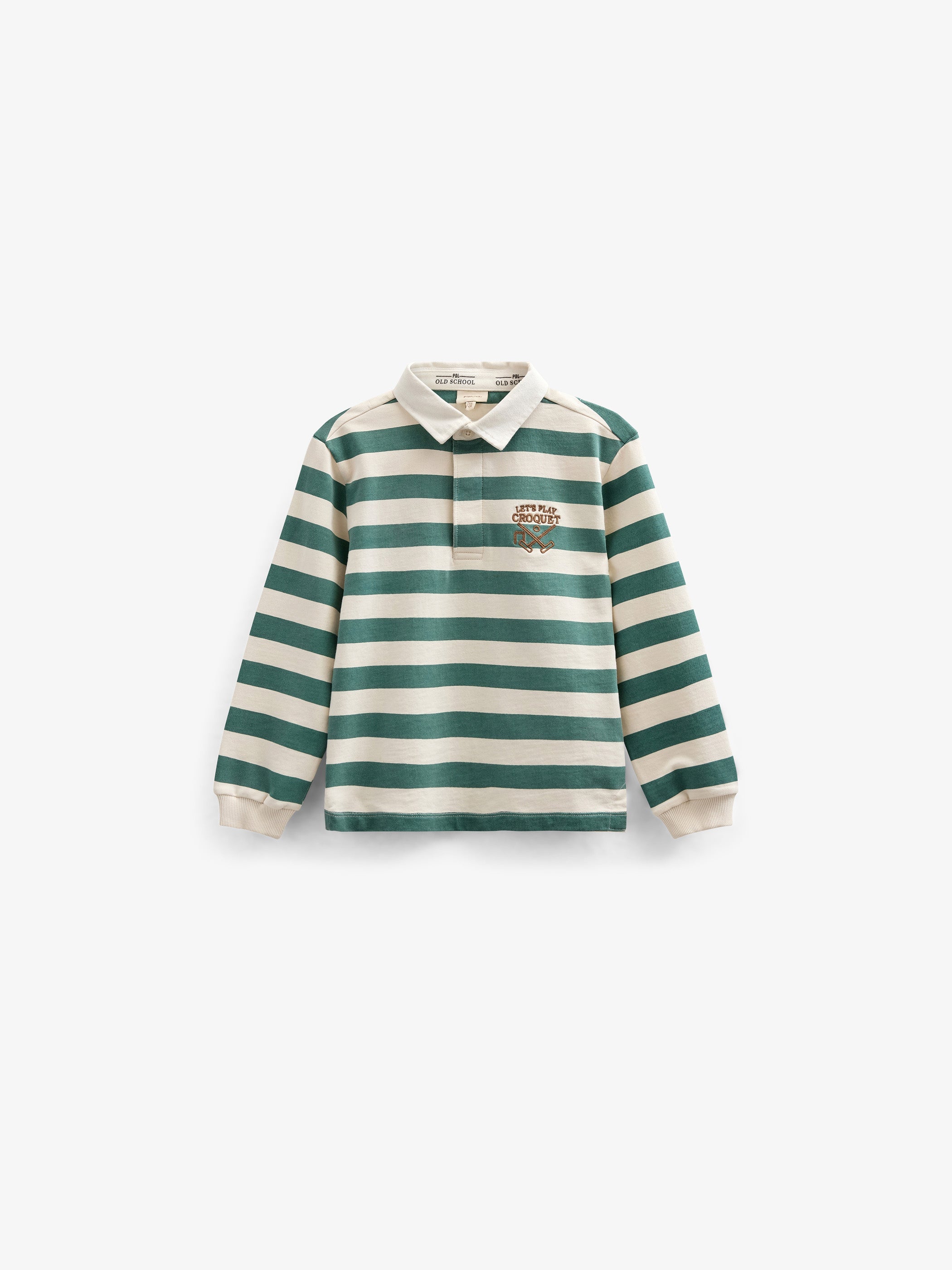 Stribet polo sweatshirt - Tween - Tropical Green/Offwhite | 101341 Marco
