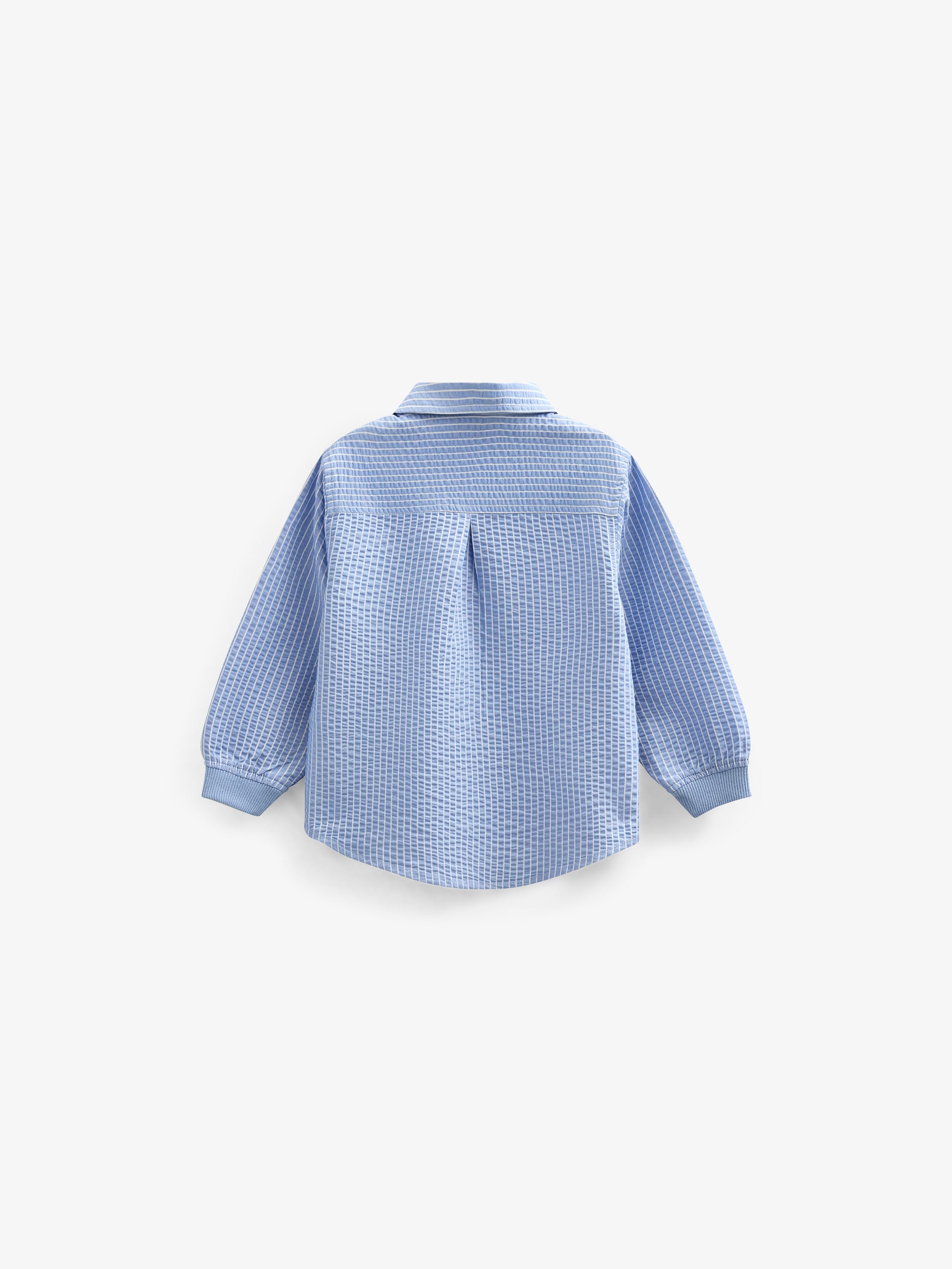 Stribet seersucker skjorte med ribmanchet - Kids - Blue Stripe | 101348 Patrick