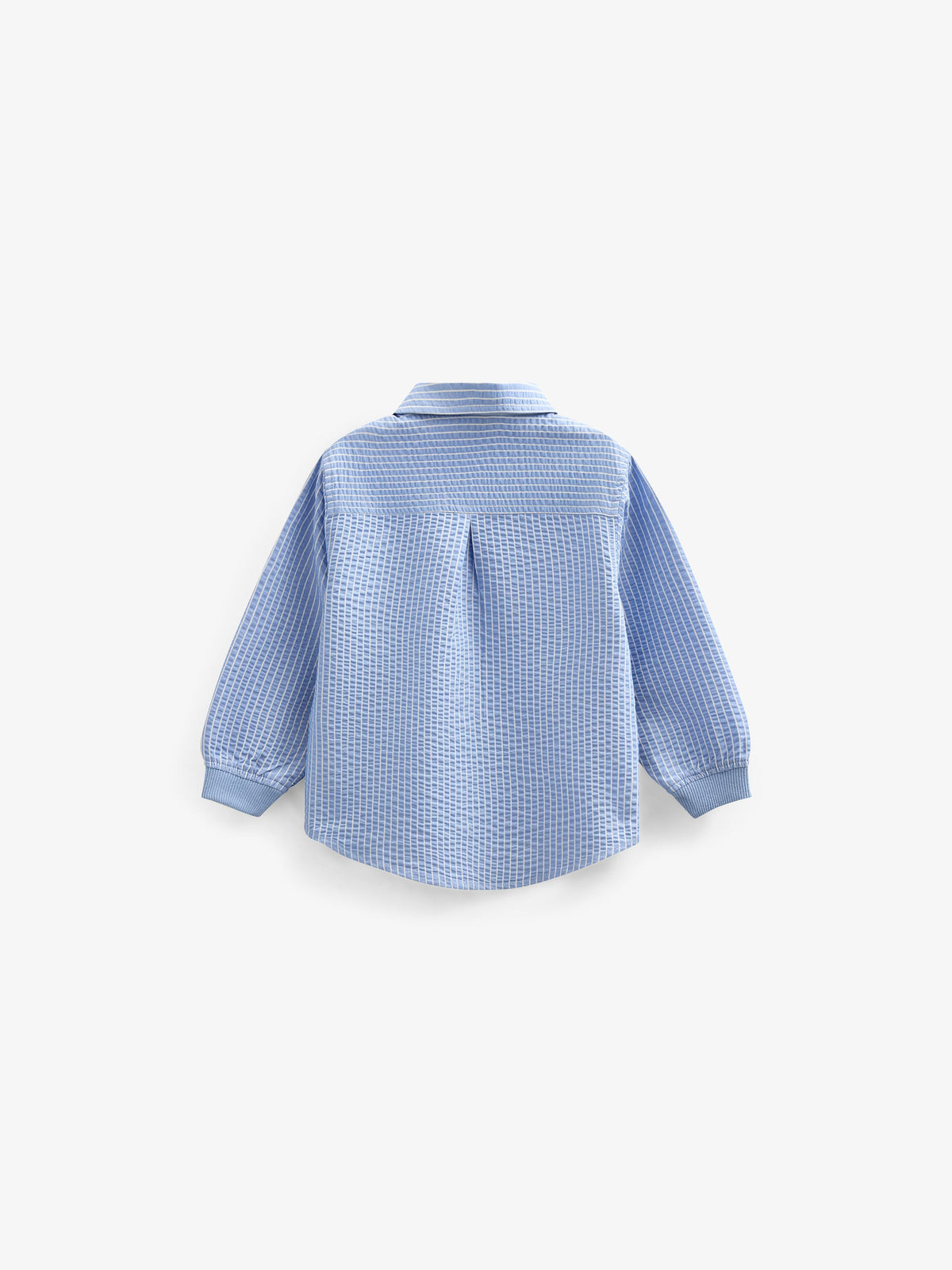Stribet seersucker skjorte med ribmanchet - Kids - Blue Stripe | 101348 Patrick