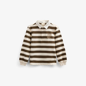 Stribet polo sweatshirt - Kids - Dark Brown/Offwhite | 101397 Marco