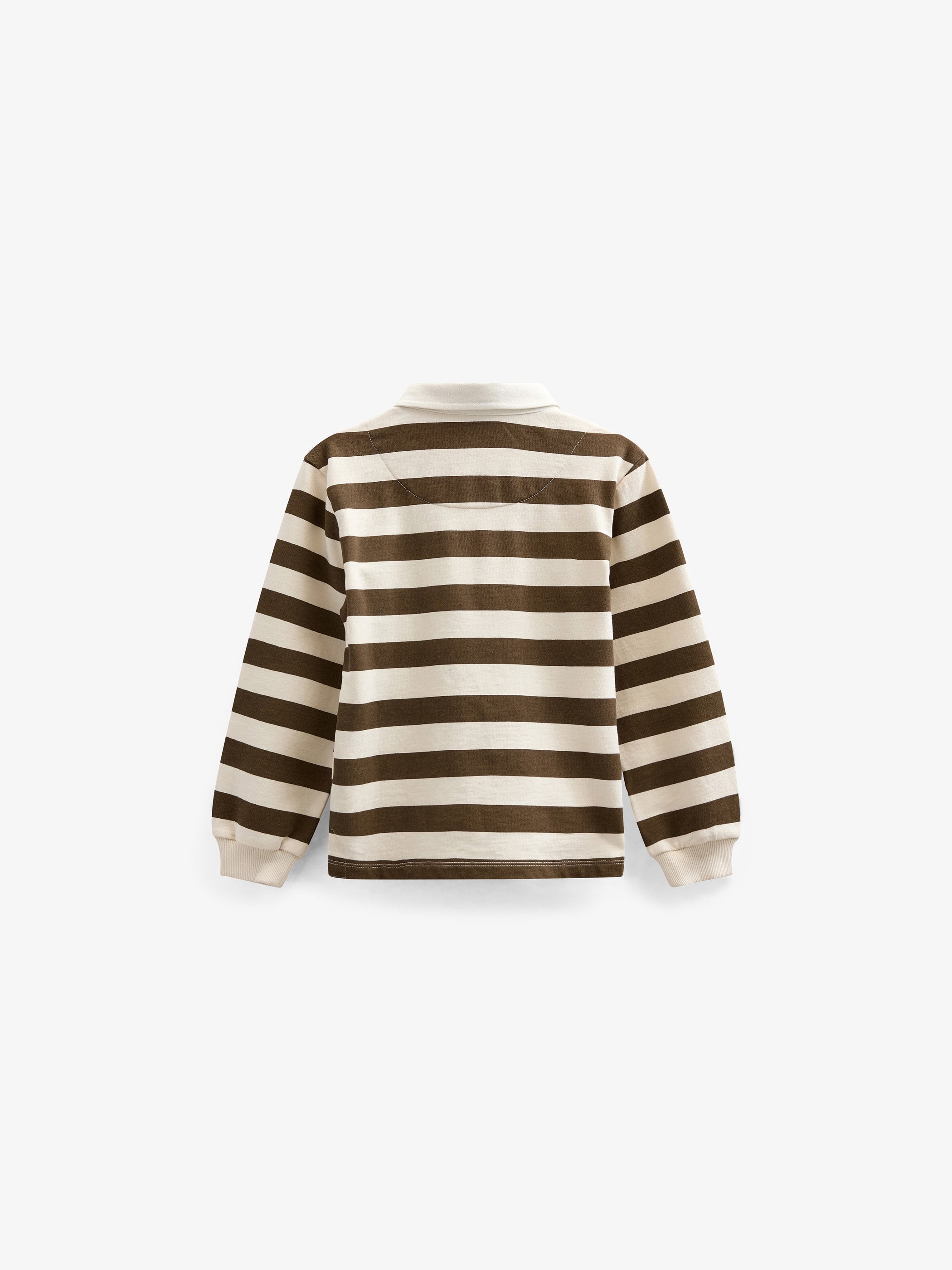 Stribet polo sweatshirt - Kids - Dark Brown/Offwhite | 101397 Marco