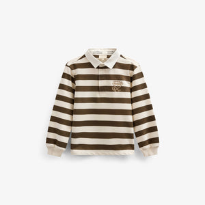 Stribet polo sweatshirt - Tween - Dark Brown/Offwhite | 101398 Marco