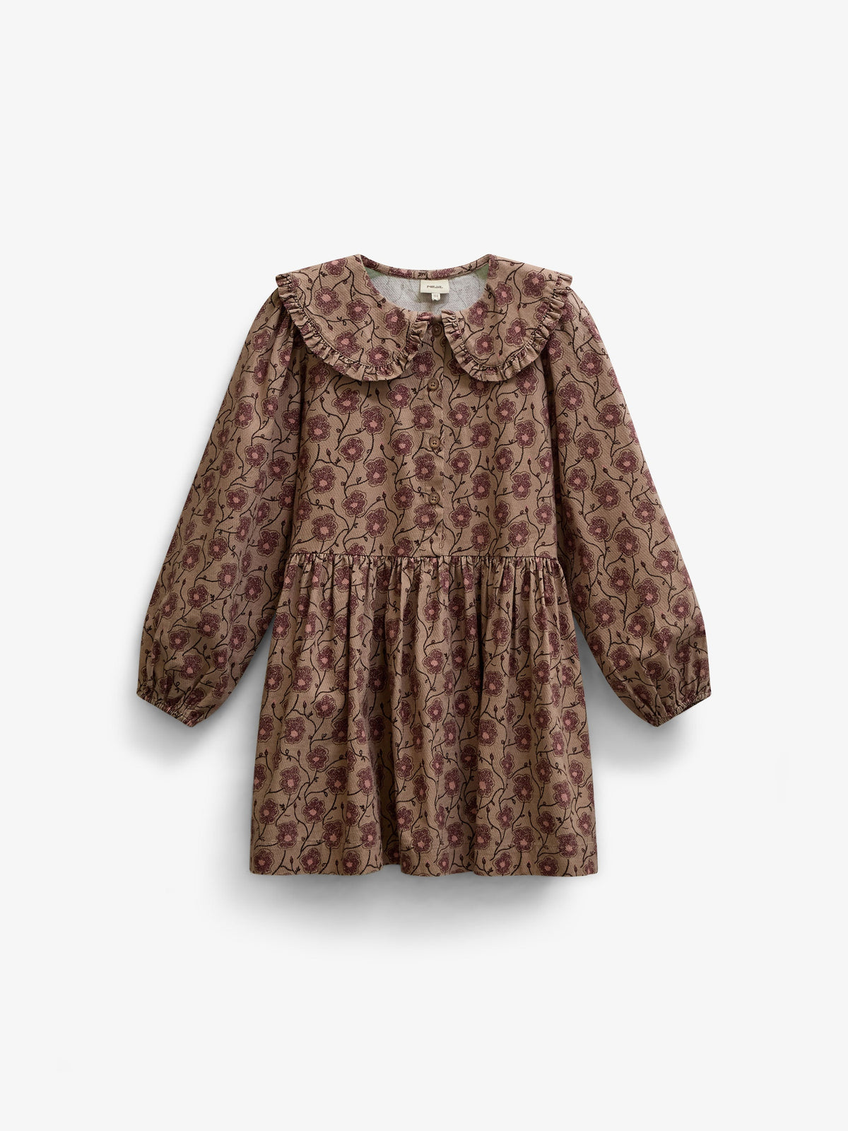 Blomstret bomuldskjole med flæsekrave Tween - Rose/Bordeaux | 101426 Nova