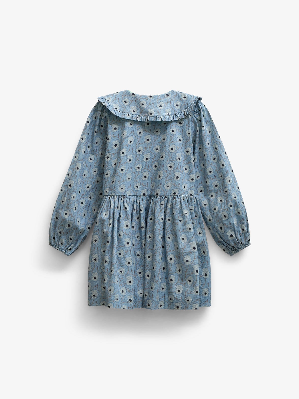 Blomstret bomuldskjole med flæsekrave Tween - Blue/Brown | 101428 Nova