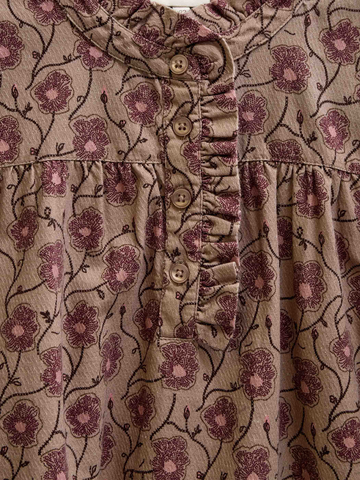 Blomstret bomuldsbluse med stolpelukning Tween - Rose/Bordeaux | 101434 Nova