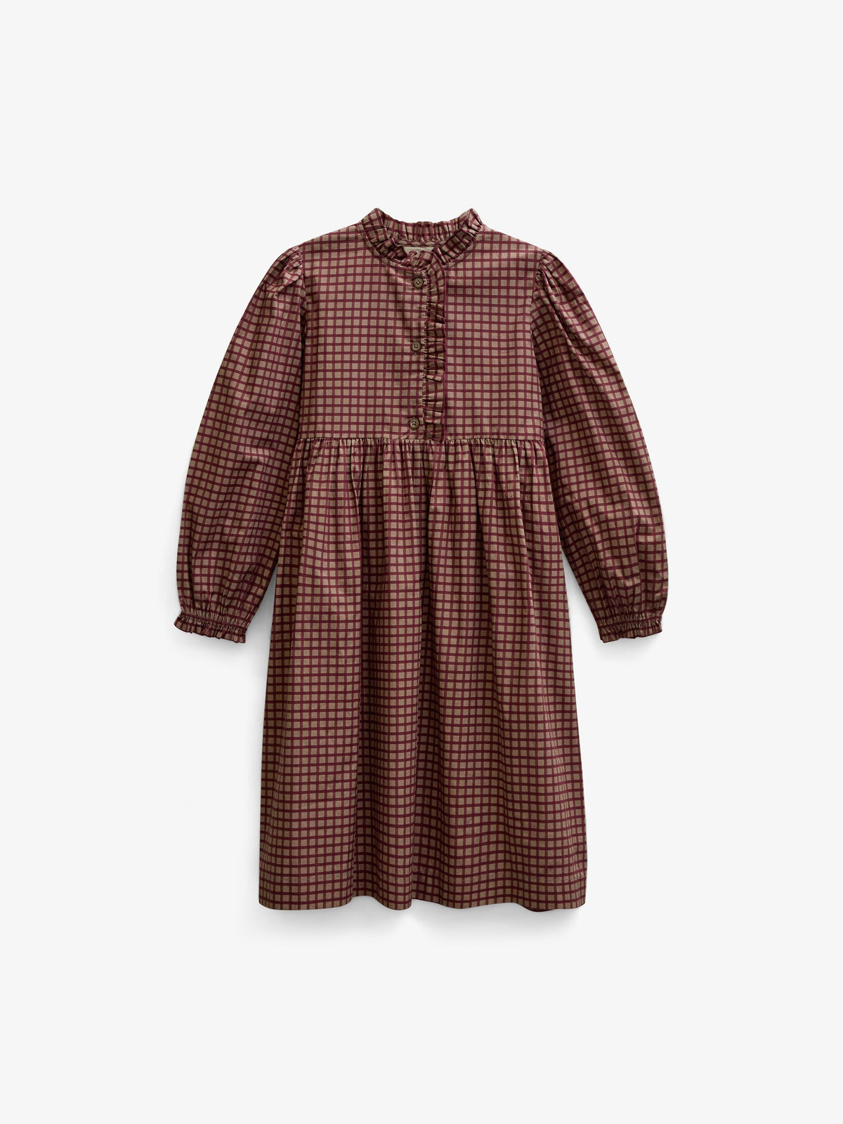 Poplin-kjole med stolpelukning Tween - Bordeaux Check | 101437 Julia