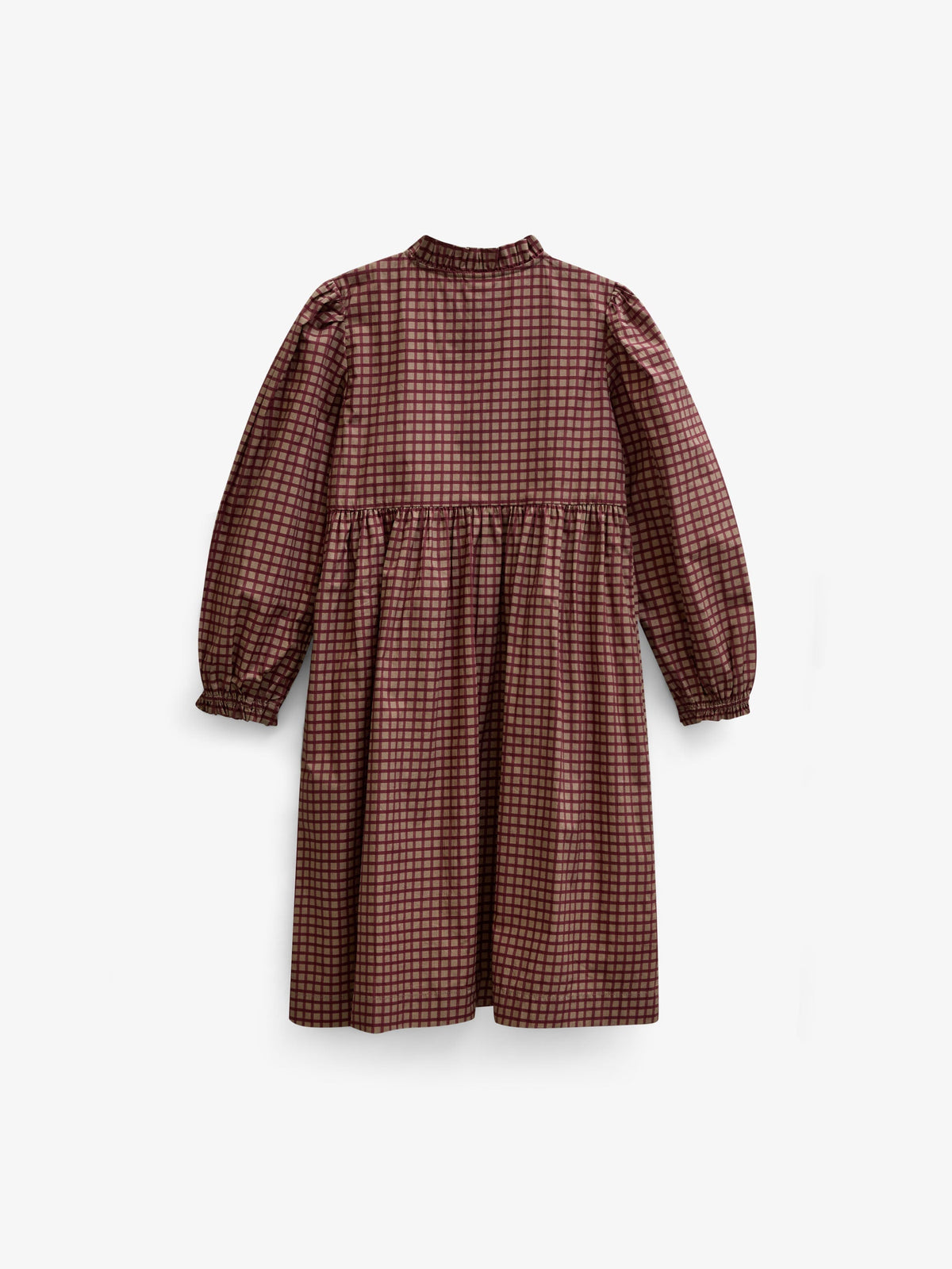 Poplin-kjole med stolpelukning Tween - Bordeaux Check | 101437 Julia
