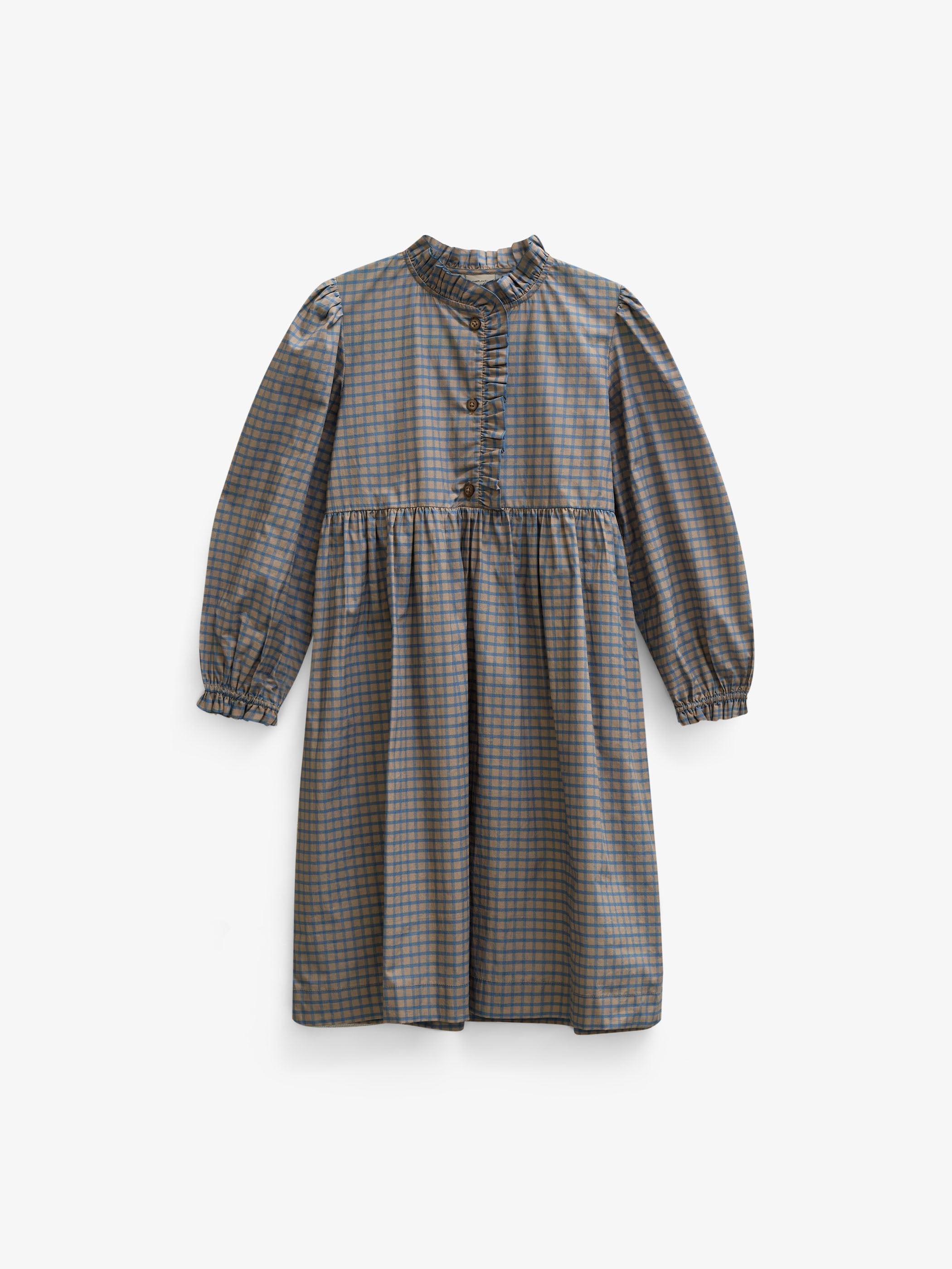 Poplin-kjole med stolpelukning Tween - Blue Check | 101438 Julia