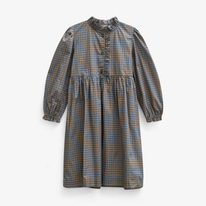 Poplin-kjole med stolpelukning Tween - Blue Check | 101438 Julia
