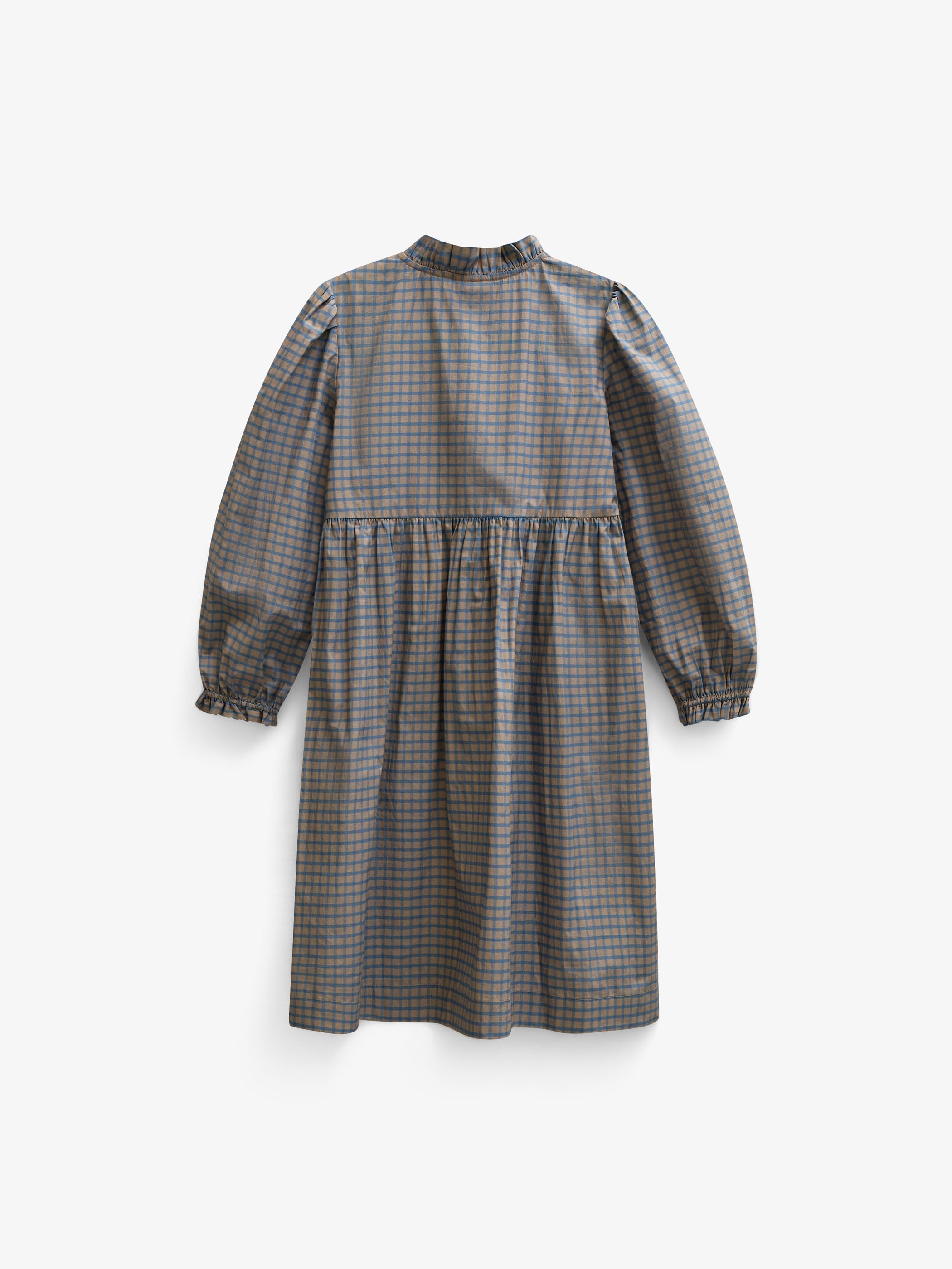 Poplin-kjole med stolpelukning Tween - Blue Check | 101438 Julia
