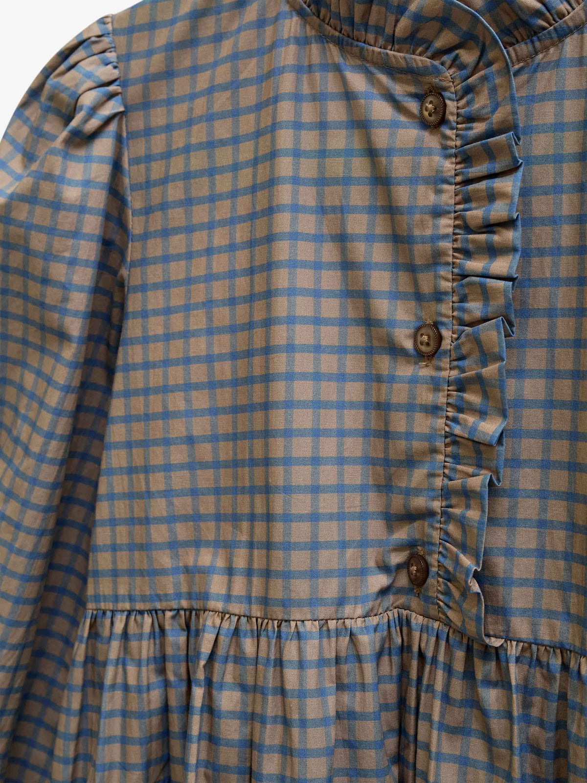 Poplin-kjole med stolpelukning Tween - Blue Check | 101438 Julia