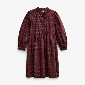 Poplin-kjole med stolpelukning Tween - Bordeaux Flowerprint | 101439 Julia