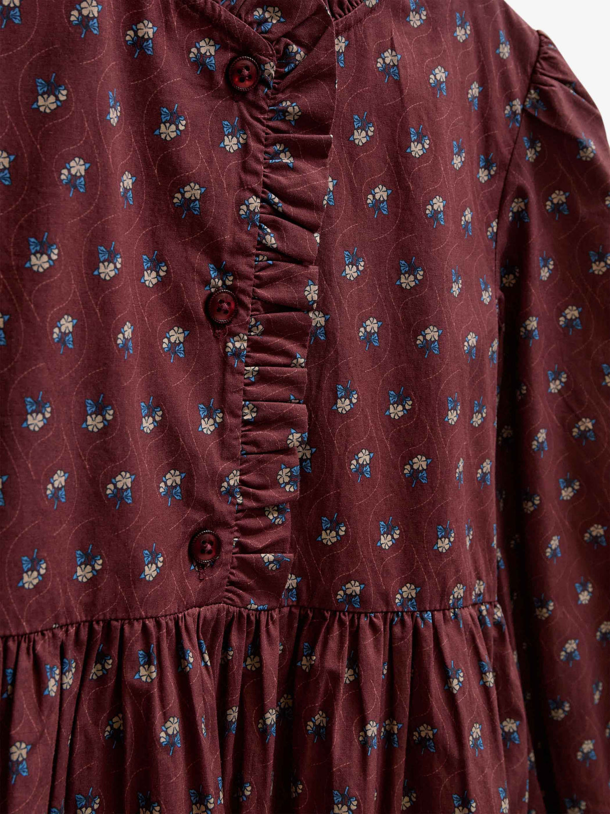 Poplin-kjole med stolpelukning Tween - Bordeaux Flowerprint | 101439 Julia